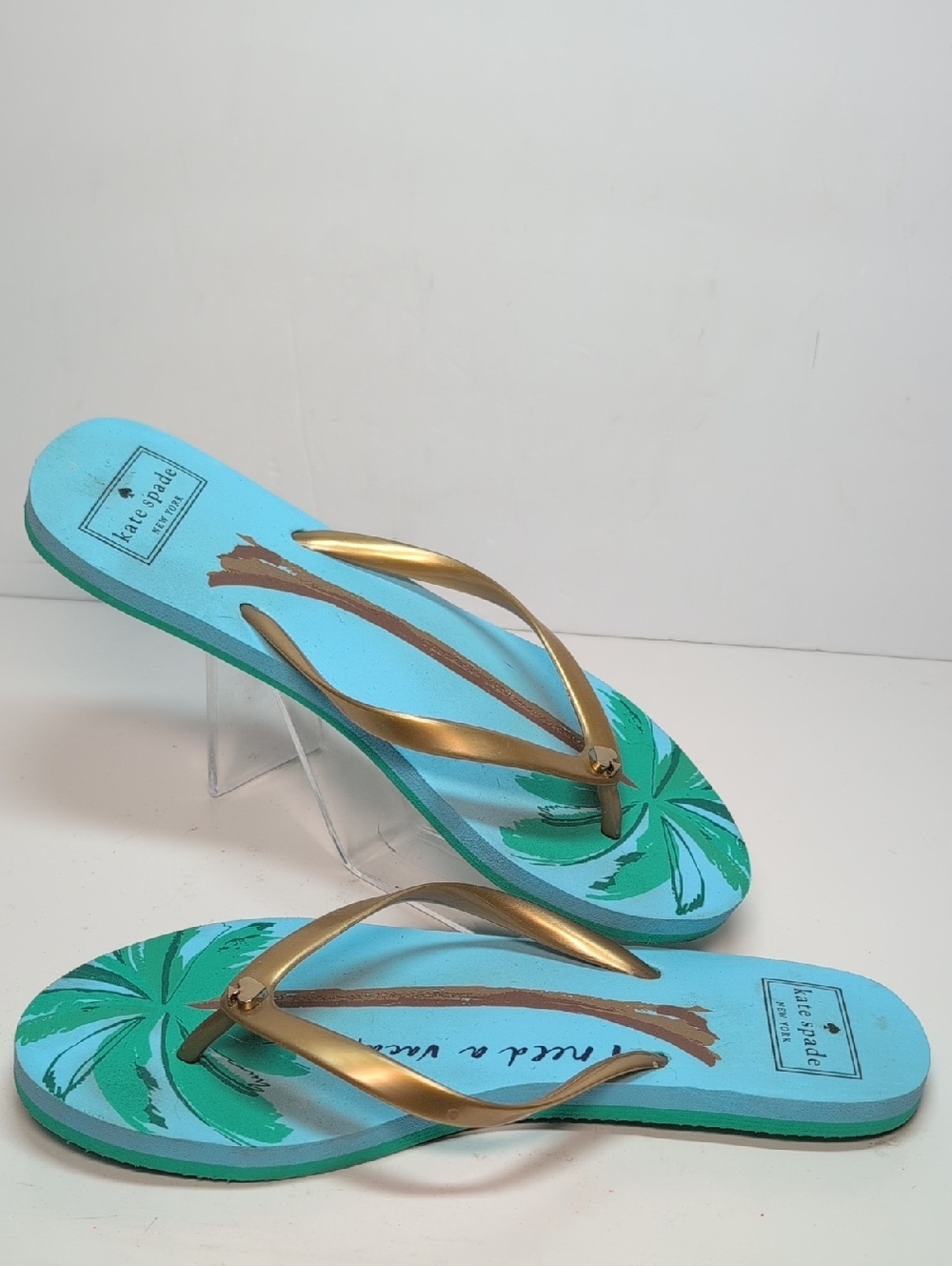 Kate Spade New York Nassau palm tree flip flop women's size 7 - Picture 3 of 12